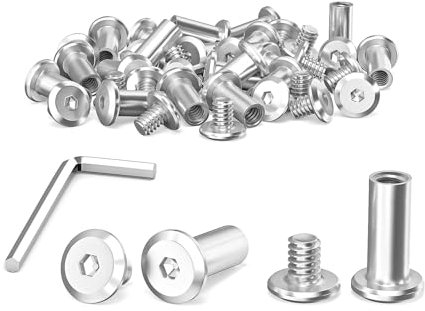 Dayalo 10 viti di collegamento M4 x 12 mm, viti a manicotto per mobili, in acciaio inox A2 V2A, con chiave a brugola per mobili, armadi, ripiani in legno