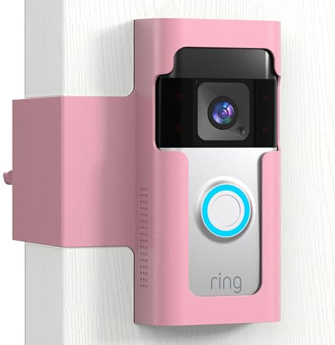 Ring Doorbell Mount Door Holder - Pink All Metal Anti Theft Ring Doorbell Mount No Drill - Blink Ring Camera Holder for Apartment Door