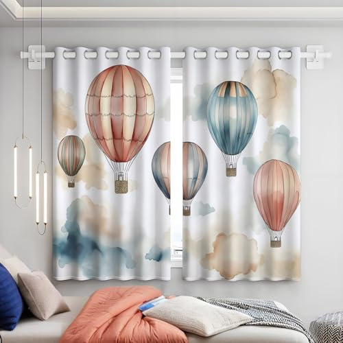 GSAEIMCT Tende per Finestre con Mongolfiera-Mongolfiera, tende per camera da letto, set di 2 pannelli, 107x160cm(Larghezza x Altezza) Interni Termiche Isolanti con Occhielli
