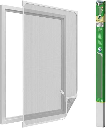 Waidmeister Insektenschutz Fenster mit PVC Magnetrahmen Fliegengitter ohne Bohren individuell kürzbares Fliegennetz (weiß, 120x140cm)