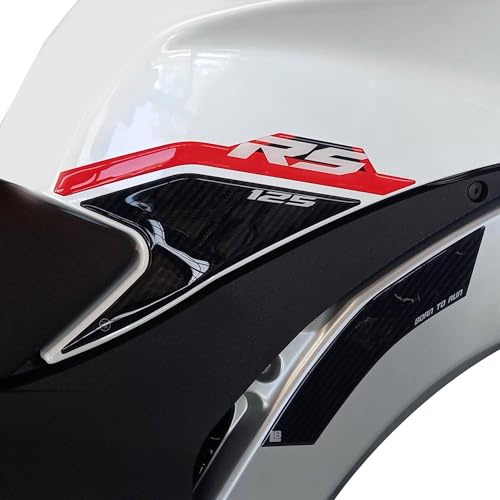 LABELBIKE 3D Motorrad Tankaufkleber kompatibel mit Aprilia | RS 125 2021-2025, Seitenschutz aus Kunstharz, kratzfest, Zierleiste, Rot