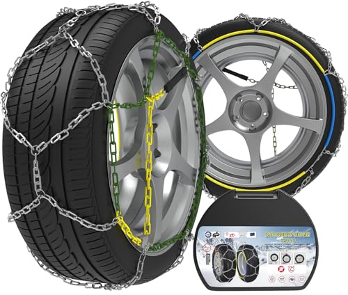 LEYAOYAO Schneeketten Legierung Stahl, 2 Stück x 12mm, Schneekette mit Spanner, Notfall-Traktions-Schneeketten für Auto (Größe 110)