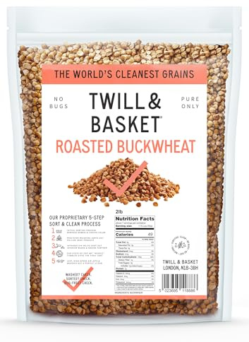 Twill & Basket Roasted Buckwheat 907g (2lb) - Buckwheat for Cooking, Salads, Soups, Porridge & Grain Bowls - Kosher Food, Vegan Meals, Non-GMO, Plant-Based Protein Source
