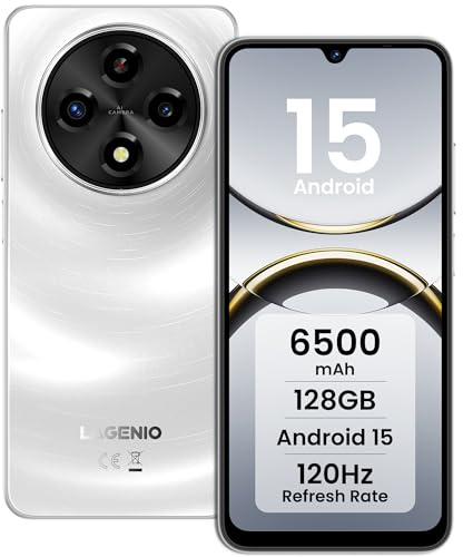 LAGENIO A12 Smartphone Android 15, 12GB+128GB/1TB TF, 6.9 HD+Schermo/120Hz Telefono Cellulari, Octa-Core, Batterie 6500mAh, Caméra AI 13MP/Widevine L1/OTG/Dual Nano SIM/Face ID