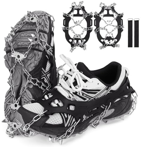 TOMSHOO 24 Spikes Steigeisen Anti-Skid Ketten Spikes EIS Klampen Edelstahl Traktion Schnee Griffe Gummiriemen Universal Für Schnee Wandern Schlamm Klettern Wandern