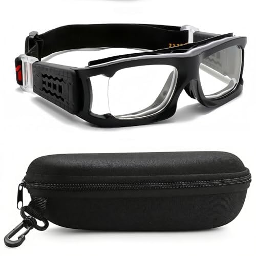 Yuziwi Sport-Schutzbrille – Mit weichen Silikonpolstern & Belüftung. Verstellbares Kopfband für klare, beschlagfreie Sicht bei Basketball, Fußball & mehr (1.67 Grau -4.5 D,Transparent)