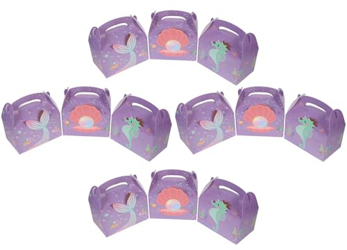 Papier Meerjungfrauen Lavendel 12 Stück Geschenkboxen, mit Griff | Schlichte Elegante Boxen, Leicht und Tragbar, für Geschäftsverkauf, Hochzeit und Wiederholte Nutzung