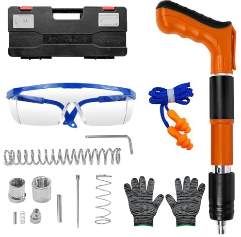 Concrete Nail Gun Kit, Removable Manual Steel Nail Gun(Orange, No Nails) | 5 Speed Nail Gun Cordless for Ceiling/Fixture Install/Wire Hider, Removable and Cleanable