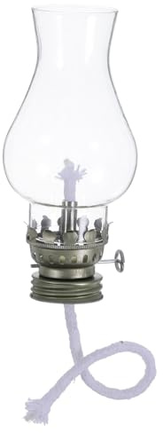 FRCOLOR Cheminée en Verre Abat-Jour pour Lampe à Pétrole Vintage, Brûleur à Mèche Métallique Réglable, Pièce de Rechange Unique Argentée, Éclairage Intérieur et Camping, Lanterne à