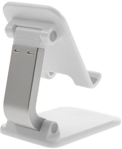 JEWEDECO Support de Téléphone Portable Pliable en Blanc Nacré, Compatible Liseuses et Smartphones, Réglable Multi-Angles, pour Bureau et Maison