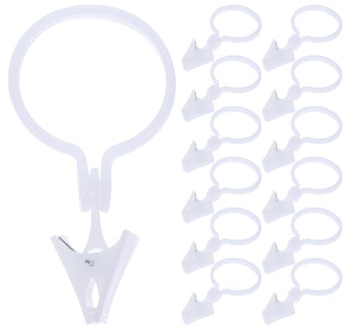SILENRADAWN 80 Anillos para Cortinas con Clips, Anillas con Pinzas de Color Claro, Flexibles y Seguras, para Baño y Cortinas de Ventana, Uso Doméstico, Compatibles con Barra Romana, Pack 80