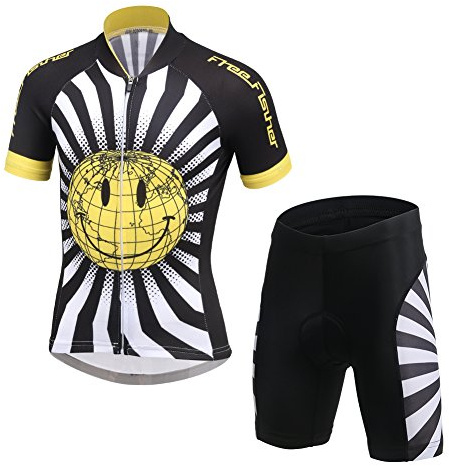 LSERVER Ensemble de Maillot de Cyclisme pour Enfant Gacon Fille, Visage Noir, 3X (Convient à 13-15 Ans)