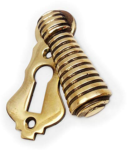 Jones & Grey Reeded Regency Style Escutcheon Door Lock Cover - Antique Brass