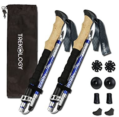Trekology Trek-Z - Bastones de Senderismo Plegables de Tres Pliegues, Bastones de Aluminio Ligeros y Ajustables, bastón portátil con Agarre de Espuma para Caminar, Senderismo para Personas Mayores,
