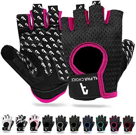 Alphachoice Trainingshandschuhe Fitnesshandschuhe Kraftsport Damen Herren | Bodybuilding Handschuhe Sporthandschuhe ohne Handgelenk | Für Krafttraining Gewichtheben (Pink, XS)