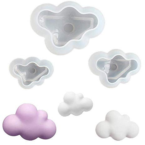 HiParty Lot de 3 moules en silicone en forme de nuage 3D pour chocolat, mousse, fondant, glaçons, pudding, bonbons, savon, bougie, résine époxy cristal, outil de décoration de gâteau