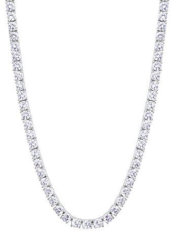KRKC&CO Tennis Kette 3mm, 14K Weißgold beschichtet Tennis Chain Herren Damen, Nickel-frei Iced Out Ketten mit 5A Zirkonia Steine, Geburtstag Geschenke für Männer Frauen, Größe 55,9cm