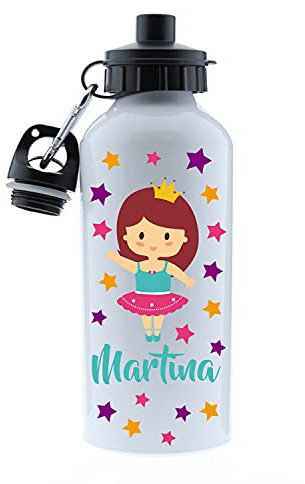 Kembilove Botella de agua Niños Personalizada con Nombre – Cantimplora Infantil Acero Inoxidable – Regalos Infantiles Personalizados – Botellas Térmicas de 500 ml – Diseño Bailarina