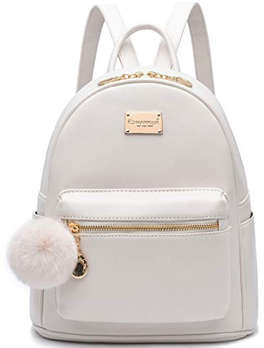 Women Fashion Backpack Purse Leather Flap Rucksack Convertible Mini Backpack School Bag with Tassel Casual Daypack for Girls , Beige, M