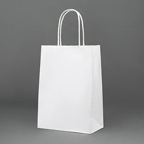 15 Stück Papiertüten Weiß 32 * 26 * 12CM,Papiertüten mit Henkel,Geschenktüten für Geburtstagsfeier,Weihnachten,Geschenkverpackung,Einkaufstüten(verdicken 130gsm)