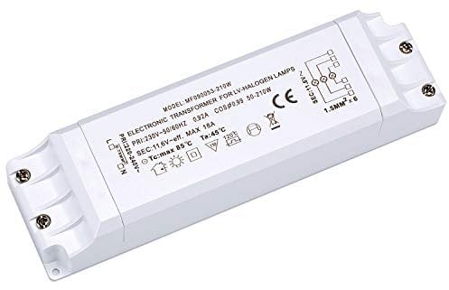 Yafido Elektronischer Transformator 230V AC auf 12V AC 50-210W, Halogen-Trafo Überlastungsschutz, nicht dimmbar, für Halogen
