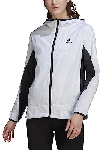 adidas Coupe-vent pour femme avec logo, blanc/noir, Taille S