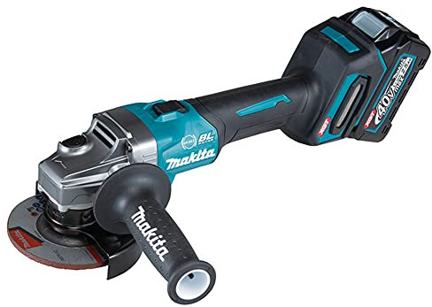 Makita GA004GD202 40V Max XGT Brushless 115mm Angle Grinder Complete with 2 x 2.5 Ah Batteries, Fast Charger and Interchangeable Adapter Set Supplied in a Makpac Case