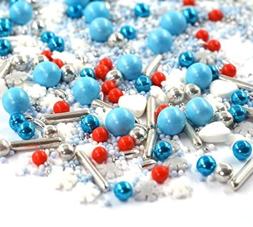 Streusel Schneespuren weiss hellblau rot 180g Zuckerstreusel Weihnachten Christmas| STREUSEL GLÜCK |Sprinkles Weihnachtsplätzchen Plätzchen Deko verzieren Weihnachtsstreusel Plätzchenstreusel