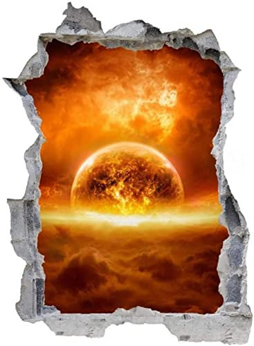 Gougeltd 3D Wandtattoo Brennende Sonne Wandaufkleber Kinderzimmer Mädchen wandtattoo Teenager Wandtattoo Wanddeko fürs Kinderzimmer 72x113cm