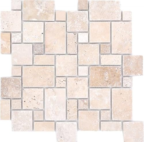 Naturstein Mosaikfliesen Travertin beige matt Wand Boden Küche Bad Dusche MOS40-FP46