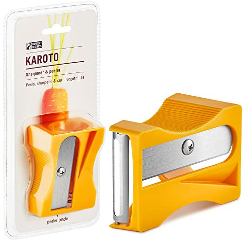Karoto Karottenschärfer | Gemüseschäler | Gemüseschäler & Gurkenschäler | Fun Kitchen Gadgets | aus einer Reihe von einzigartigen Schälern für die Küche | Fun Kitchen Stuff | by Monkey Business (gelb)