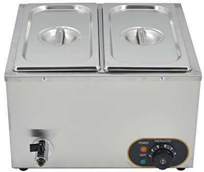 Electric Bain Marie,Stainless Steel Food Warmer Steam Table for Home and Restaurants Use -1500W 2x1/3 GN Pans with Lids,Tap