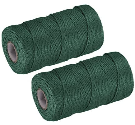 sourcing map 328 Pies Cordel de 2mm Jardín, Interiores y Exteriores Cordel para Bricolaje Proyectos, Oscuro Verde Paquete de 2