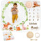 ODOXIA Baby Meilenstein Decke auf Deutsch | Monatsdecke Baby Junge & Mädchen, Unisex | Motiv Wald & Forst | Personalisiertes Neugeborenen-Geschenk für Mütter | Babydecke | Mit Fotorahmen aus Holz