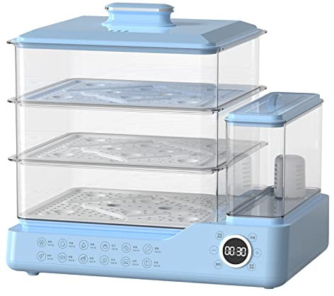 BETRAM Vaporera eléctrica de 24 l con 3 Niveles, Pantalla táctil, depósito de Agua Independiente, Cita Inteligente, Bandeja de Goteo extraíble y vaporera, para arroz, Verduras, Carne, Pescado 800 W