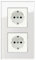 GIRA Set 2x Steckdose Shutter 445303 1x Rahmen 2-fach 021212 Esprit Glas Weiß Reinweiß glänzend