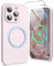 SURPHY Magnetic Case for iPhone 15 Pro Case with Screen Protector, Liquid Silicone Anti-Scratch Compatible with MagSafe Gel Rubber Phone Case for iPhone 15 Pro 6.1 inch, Chalk Pink