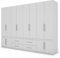 e-Meblast - 4-teilige Modulschrank - 320x230x57 cm - Kleiderschrank - Ohne Spiegeln - Schlafzimmer - Wohnzimmer - Kleiderstangen - Geräumige Schubladen - Schrank - Wardrobe - PVC-Kante - Weiß/Weiß