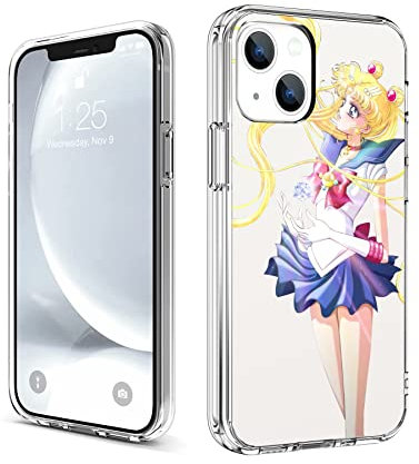 CHENQIAOHU Kompatibel mit iPhone 13 Hülle, Ganzkörperschutz Stoßfest Schutzhülle Clear Case Slim Thin Cover (Anime-Sailor-Moon-Magic-4)