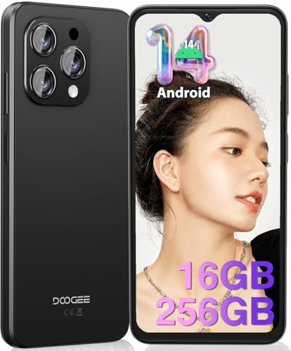 DOOGEE N55PRO [2024] Teléfono Móvil Libres Android 14, 16GB RAM+256GB ROM 1TB Ampliable, Smartphone 6,56 HD+, Octa Core Móviles 5150mAh Batería, 13MP +8MP Cámara Widevine L1, OTG/GPS/Face ID