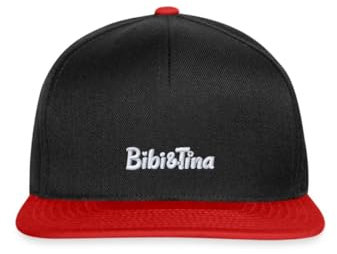 Spreadshirt Bibi und Tina Logo Stick Snapback Cap, One Size, Schwarz/Rot