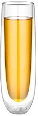 Skyvov Flûte à champagne en verre borosilique de 150 ml, double paroi isotherme, résistance à la saleté, réutilisable, pour vin, champagne, cocktails, mariages et occasions spéciales