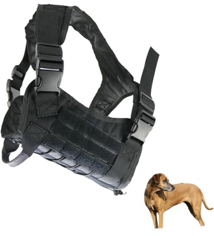 minkissy Service-hundegeschirr Für Große Hunde wasserdichte Bequeme Patrouillenweste Mit Kettle-Set Einstellbare Träger Schwarz
