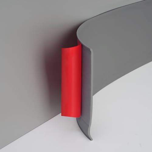 Kyaoayo PVC Weichsockelleiste, Fussleisten, Sockelleiste, Selbstklebende Abschlussleiste Aus PVC, Flexible Skirting Board Trim,für Küche,Bad,Wohnzimmer,für Eine Räumliche Wirkung (5M × 10CM, Grau)