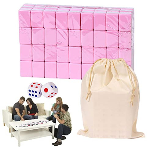 Aznever Mini-Mahjong, Trip Kleine Traditionelle Chinesische Mahjong-Kits Mit Aufbewahrungstasche, 144 Mahjong-Fliesen-Brettspiel Für Familienunterhaltung, Tragbare Melaminharz-Mahjong-Kits, Rosa