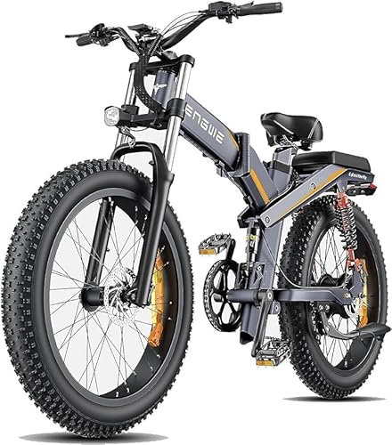 ENGWE MTB Electric Bikes for Adults, X24 Folding Electric Bike for Adults - Battery 48V29.2AH Long Range 150 km, 24 Inch × 4.0 Fat Tire All Terrain E-Bike