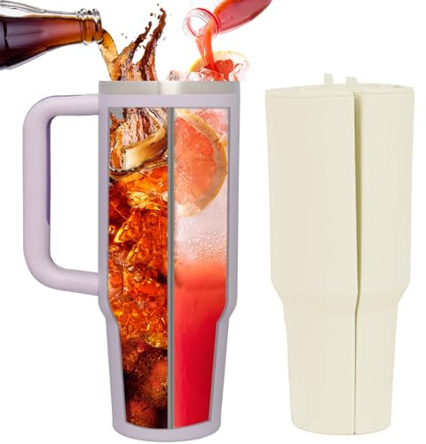 Stanley Tassenteiler, Stanley Becherzubehör, Stanley Cup 2-in-1 Getränketrenner mit Deckel, wiederverwendbarer Silikoneinsatz, zwei Getränke in einer Tasse, kompatibel mit Stanley Cup 1,2 l (Creme)