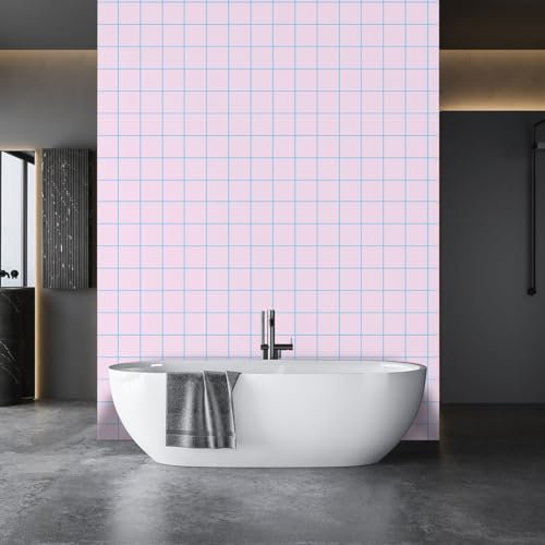 Hexoa Papier Peint Carreaux Roses Pastel - Made in France - Papier Peint 52x1000