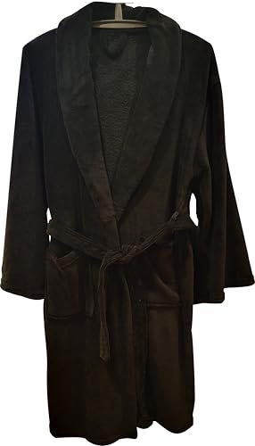 Bademantel Unisex Microfaser Saunamantel Morgen Supersoft Fleece Cashmere Touch Mantel Damen & Herren viele Farben und Größen (DE/NL/SE/PL, Alphanumerisch, S, M, Regular, Regular, Schwarz)