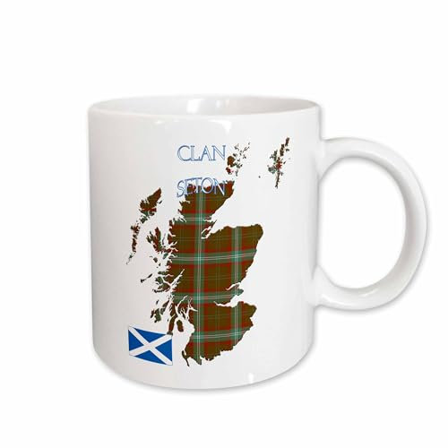 Bedrucken Becher Form Von Schottland Mit Dem Tartan Der Clan-Familie Der Seton Hunting. Weiß Mit Henkel Becher Leicht Zu Halten Kaffeetassen Mit Henkel Teetassen Für Party Camping 330Ml